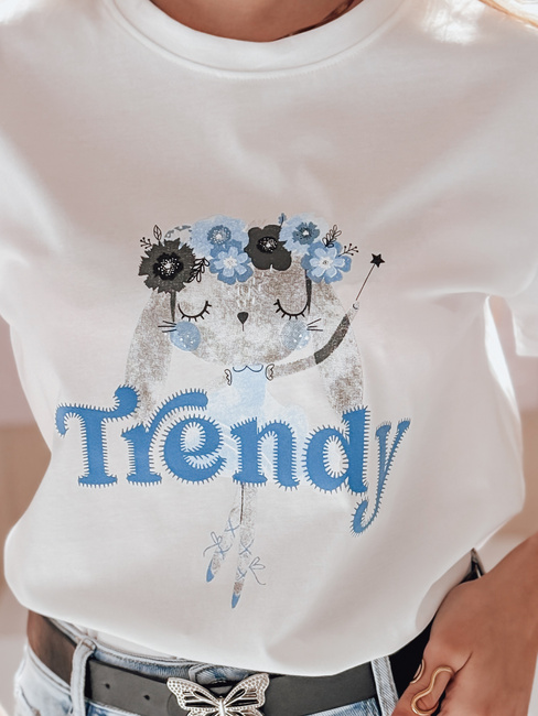 T-shirt damski z nadrukiem TRENDY BUNNY biały Dstreet RY2906