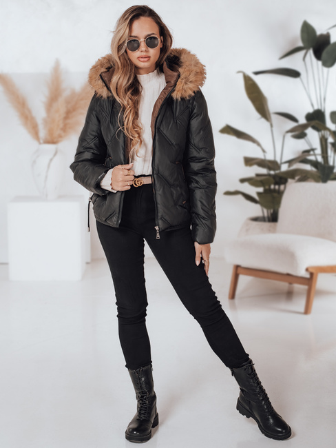 Kurtka damska zimowa COLDLIKE pikowana z kapturem czarna Dstreet TY5001