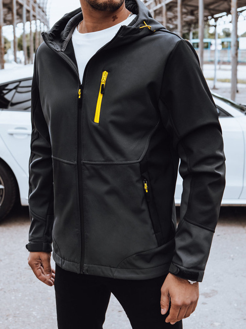 Softshellowa kurtka męska z kapturem szara Dstreet TX4465