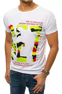 T-shirt męski z nadrukiem biały Dstreet RX4410