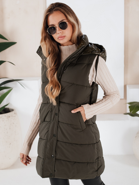 Kamizelka damska pikowana TOLIS zielona Dstreet TY3299