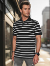 Koszulka męska polo w paski czarna Dstreet PX0636