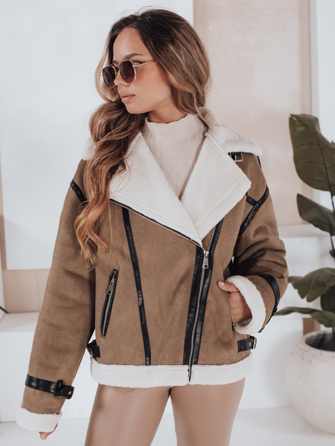 Kurtka damska z kożuchem brązowa Dstreet TY5124