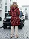 Kurtka damska zimowa VIRELIA pikowana z kapturem bordowa Dstreet TY4935