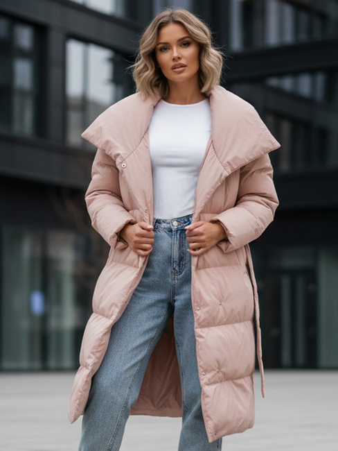 Kurtka pikowana damska płaszcz FAVI różowa Dstreet TY3090