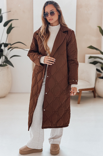 Płaszcz damski pikowany długi TRENDIFY brązowy Dstreet TY4939