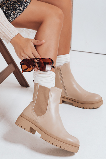 Botki damskie MONDERICO kremowe Dstreet ZY0540