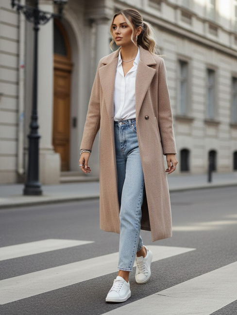 Płaszcz damski oversize MANTOVA długi kamelowy Dstreet NY0739