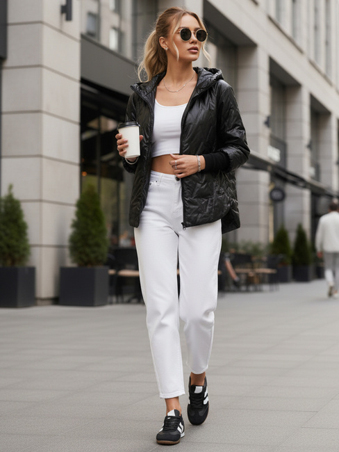 Kurtka damska przejściowa pikowana z kapturem czarna Dstreet TY5559