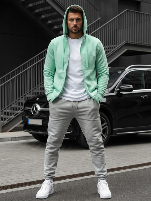 Bluza męska z kapturem miętowa Dstreet BX5231