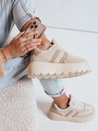 Sneakersy damskie z futerkiem na platformie beżowe Dstreet ZY1081
