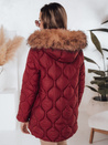 Kurtka zimowa damska LUMORE pikowana z kapturem bordowa Dstreet TY5014