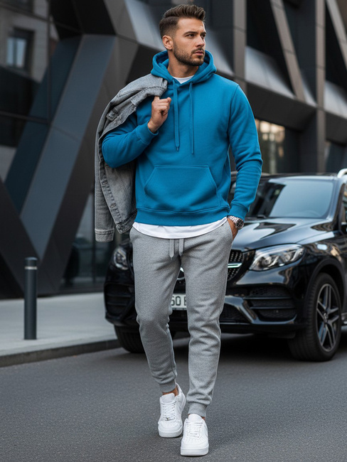 Bluza męska z kapturem jasnoniebieska Dstreet BX5108