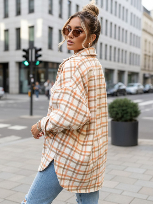 Koszula damska w kratę pomarańczowo-beżowa Dstreet DY0482