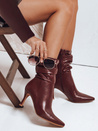 Botki na obcasie z marszczoną cholewką bordowe Dstreet ZY1033