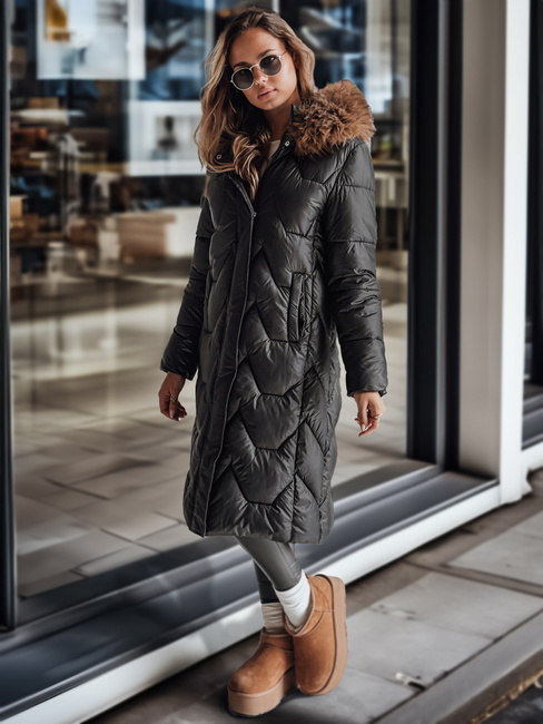 Kurtka damska pikowana długa WINTERACT czarna Dstreet TY4778