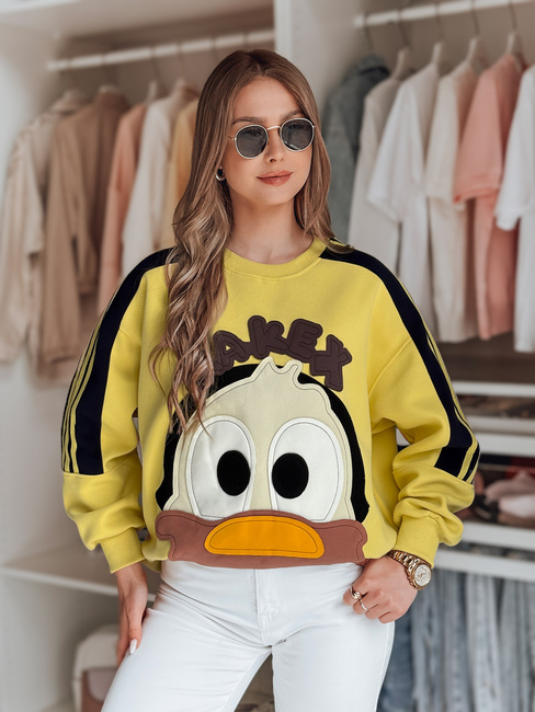 Bluza damska oversize z naszywkami CUTE MAKEX żółta Dstreet BY1489
