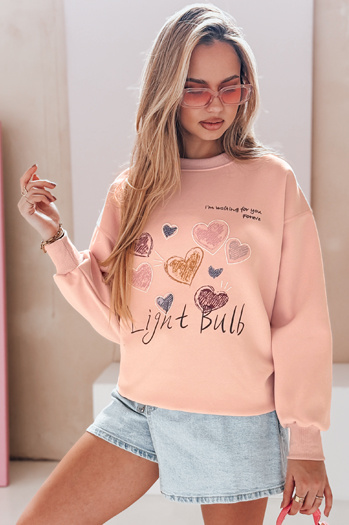Bluza damska oversize z sercami PINKNOTE różowa Dstreet BY1500