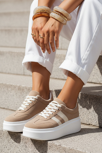 Sneakersy damskie beżowe Dstreet ZY1377