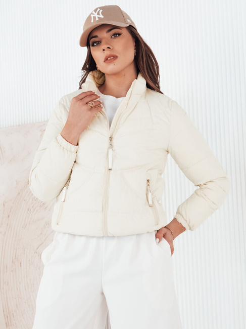 Kurtka przejściowa damska pikowana SALECA ecru Dstreet TY4252