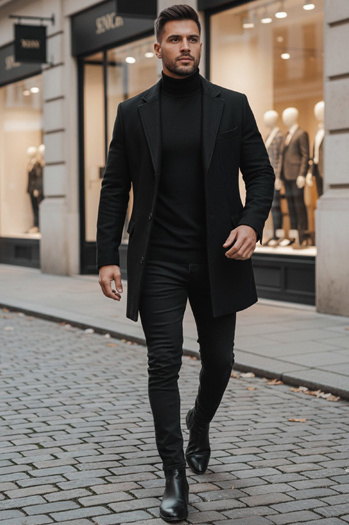 Płaszcz męski czarny Dstreet CX0380