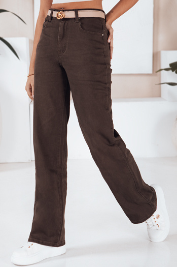 Jeansy damskie wide leg brązowe Dstreet UY2762