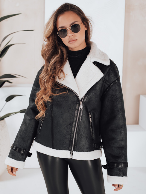 Kurtka damska z kożuchem czarna Dstreet TY5125