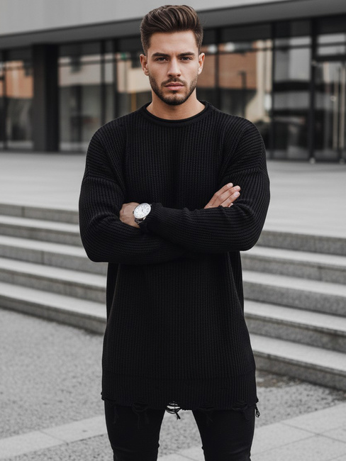 Sweter męski czarny Dstreet WX1962