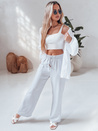 Spodnie damskie materiałowe wide leg LINESSA białe Dstreet UY2646