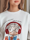 Bluza damska oversize z nadrukiem LALA VIBE biała Dstreet BY1504