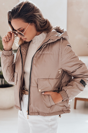 Kurtka damska pikowana z kapturem ARON kamelowa Dstreet TY4398