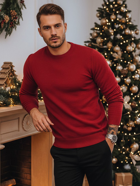 Sweter męski klasyczny bordowy Dstreet WX1933z