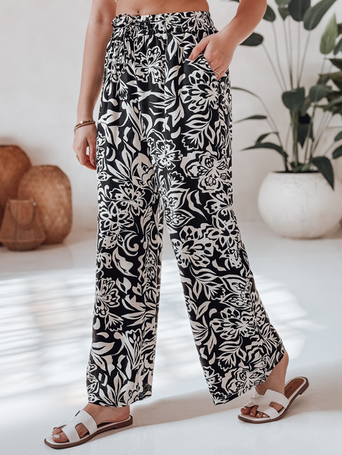 Spodnie damskie materiałowe wide leg TROPICAL SUN czarne Dstreet UY2634