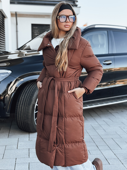 Płaszcz pikowany damski CLOUTIQUE brązowy Dstreet TY5462