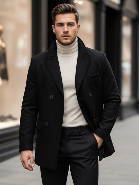 Płaszcz męski czarny Dstreet CX0433