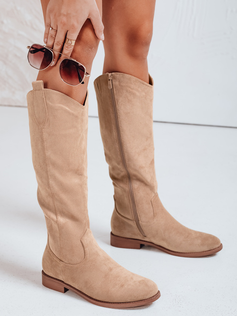 Kowbojki damskie zamszowe beżowe Dstreet ZY1109