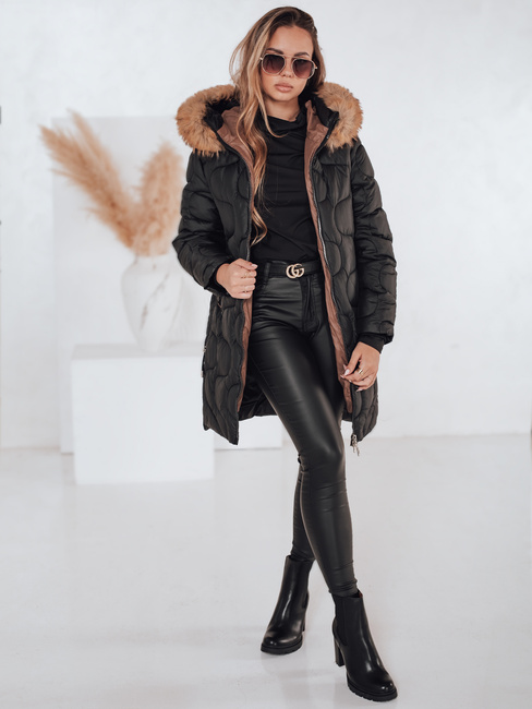 Kurtka damska zimowa VIRELIA pikowana z kapturem czarna Dstreet TY4937