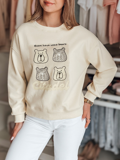 Bluza damska oversize z misiami MISOBEARS ecru Dstreet BY1435