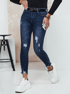 Spodnie jeansowe damskie ZIPDETAIL push up niebieskie Dstreet UY2306_1