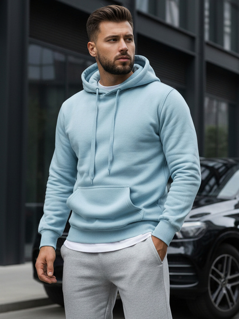 Bluza męska z kapturem błękitna Dstreet BX5107
