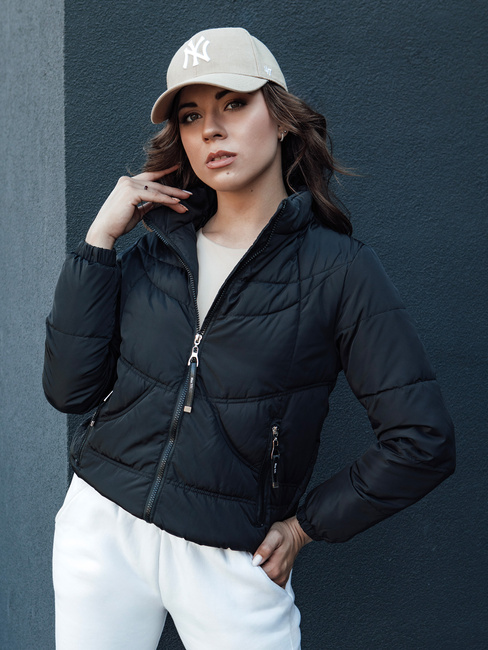 Kurtka przejściowa damska pikowana ze stójką SALECA czarna Dstreet TY4414