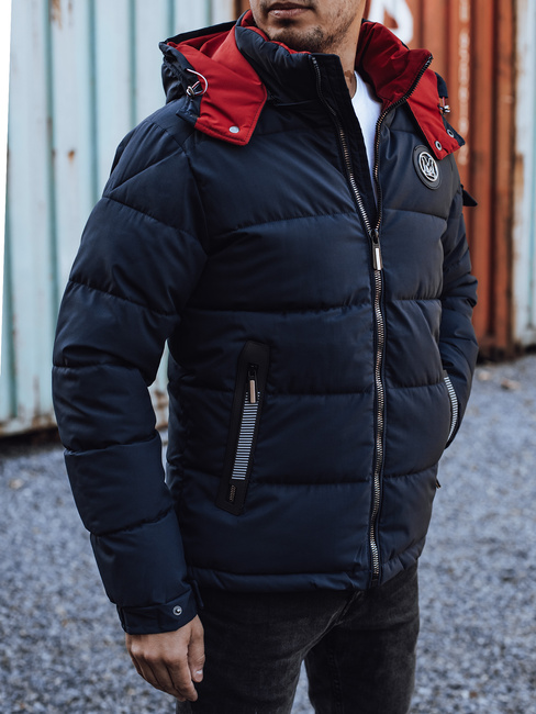 Kurtka męska zimowa pikowana z kapturem granatowa Dstreet TX4929