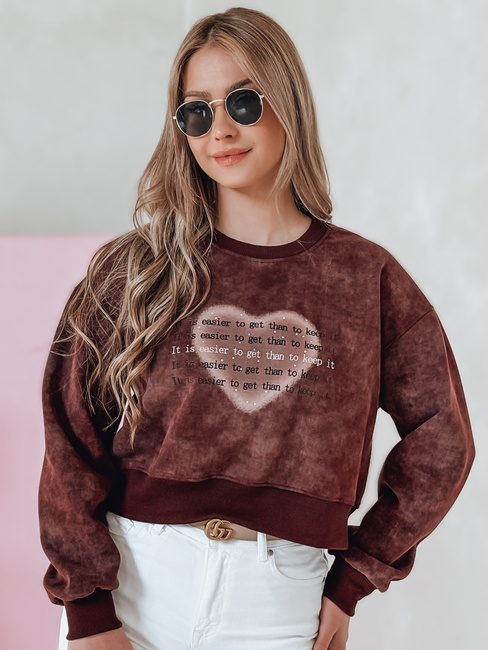 Bluza damska oversize tie-dye z sercem DESSER bordowa Dstreet BY1463