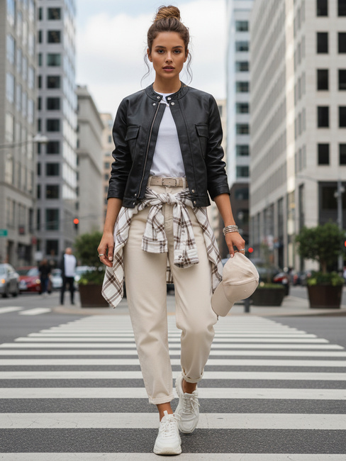 Kurtka damska skórzna czarna Dstreet TY5539