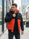 Kurtka męska zimowa z kapturem pomarańczowo-czarna Dstreet TX5097