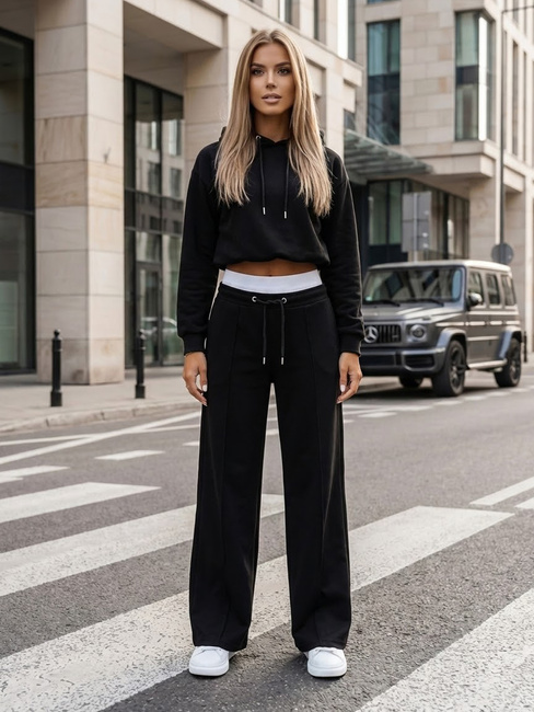 Komplet damski spodnie wide leg GALAXY GLOW czarny Dstreet AY0952