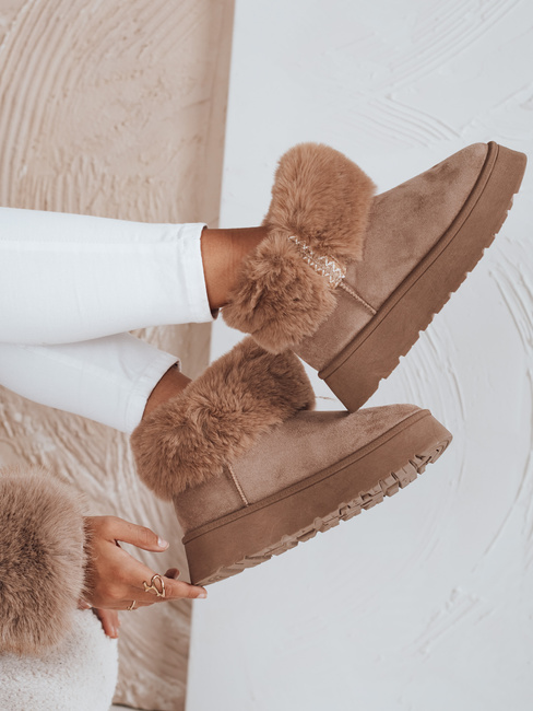 Śniegowce damskie z futerkiem beżowe Dstreet ZY1056