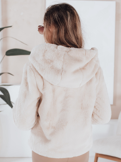 Płaszcz damski krótki ELMIRIS beżowy futerkowy Dstreet TY4994