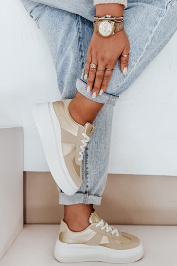 Sneakersy damskie na platformie MODNIKKI złote Dstreet ZY1004