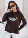 Damski sweter z aplikacją psa CHICPAWS brązowy Dstreet MY2544